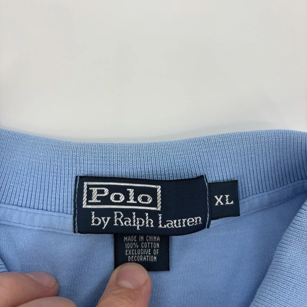 Polo Ralph Lauren Light Blue Polo Shirt Men's Size XL Gold Pony Short Sleeve